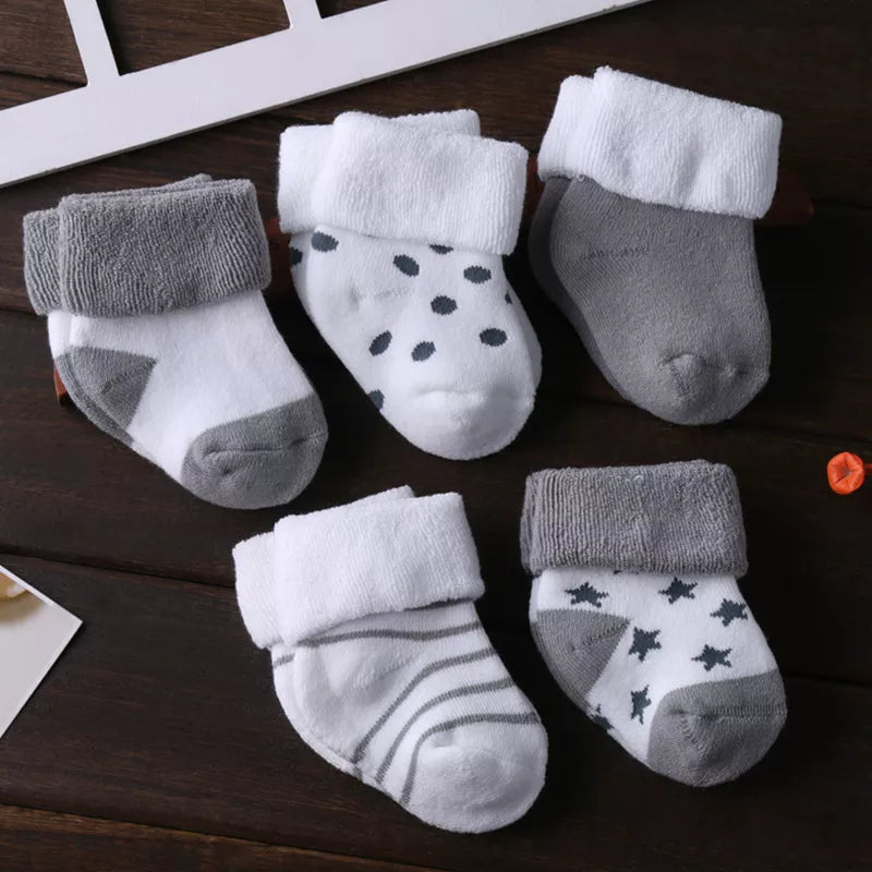 5PCS Newborn Baby Socks Unisex Wool Cotton Baby Girl Boy Socks 0-12 Months Baby Accessories
