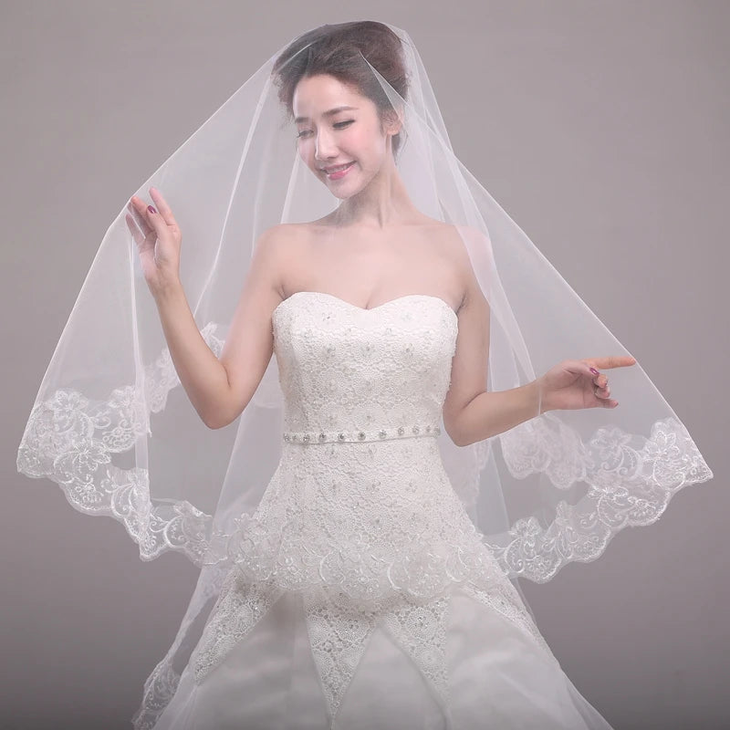 Wedding Bridal Veil 3 Meters 5 Meters Long One Layer Veil Ivory White Elegant Wedding Accessories Velos De Novia Voile De Mariee - My Store