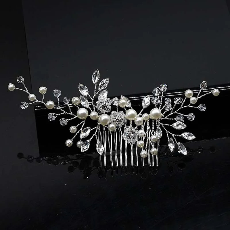 Bridal Hair Accessories Crystal Peals Hair Combs Wedding Hair Clips Accessories Jewelry Handmade Women Hair Ornaments Headpieces