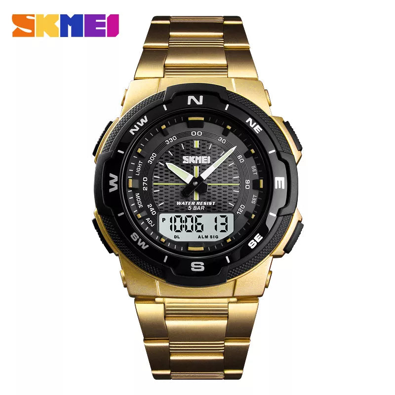 SKMEI 1370 Men Watch Fashion Quartz Sports Watches Stainless Steel Strap Men Watches Top Luxury Business Waterproof Wrist Watch