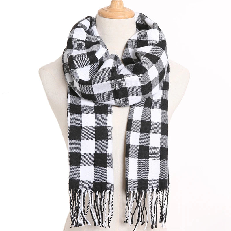 [VIANOSI] Plaid Winter Scarf Women Luxury Warm Foulard Solid Scarves Fashion Casual Scarfs Cashmere Bufandas Hombre