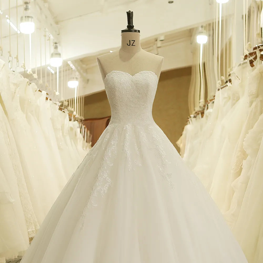 HW091 Customized Sweetheart Applique Lace Vintage Bridal Wedding Dress Princess Wedding Dresses Bridal Gown Vestidos De Noivas - My Store