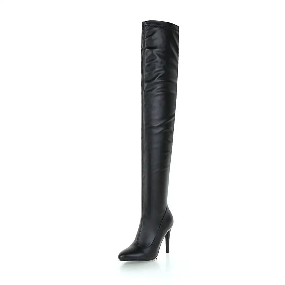 DoraTasia Plus Size 33-48 Brand Thin High Heels Winter Boot Over the Knee Boots Party Shoes Woman Boots Female