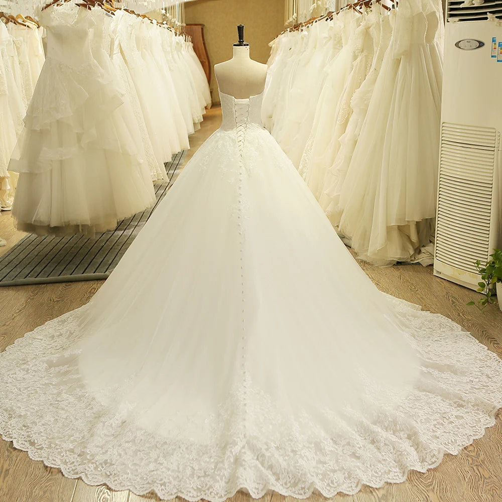 HW091 Customized Sweetheart Applique Lace Vintage Bridal Wedding Dress Princess Wedding Dresses Bridal Gown Vestidos De Noivas - My Store