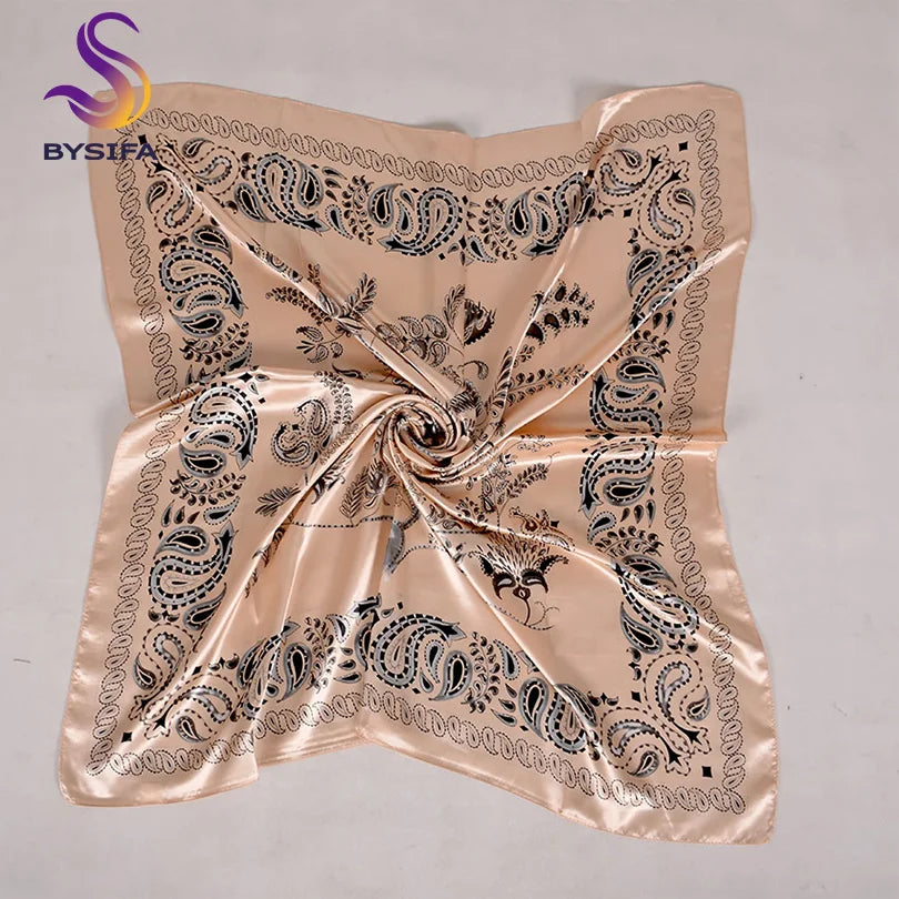 [BYSIFA] Hijab Scarf New Black Women Silk Square Scarf Shawl Luxury Brand Winter Scarves Kerchief Spring Female Fall Head Scarfs