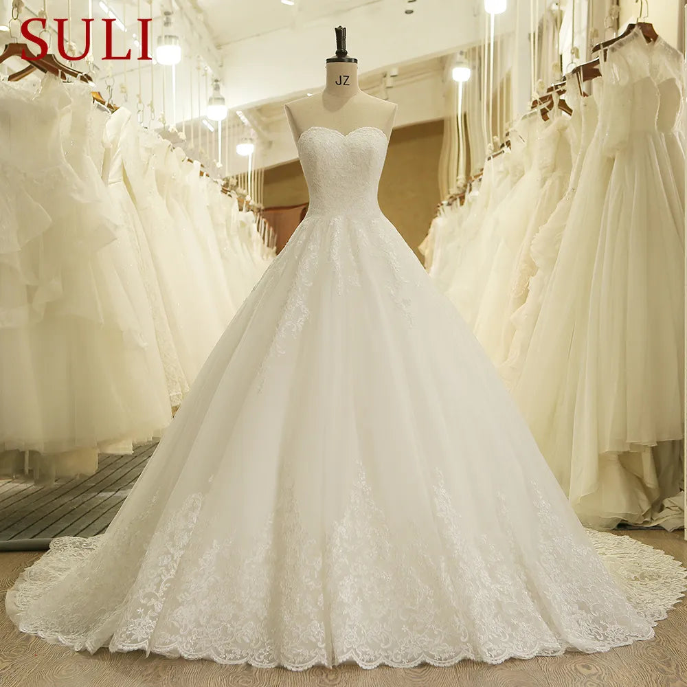 HW091 Customized Sweetheart Applique Lace Vintage Bridal Wedding Dress Princess Wedding Dresses Bridal Gown Vestidos De Noivas - My Store