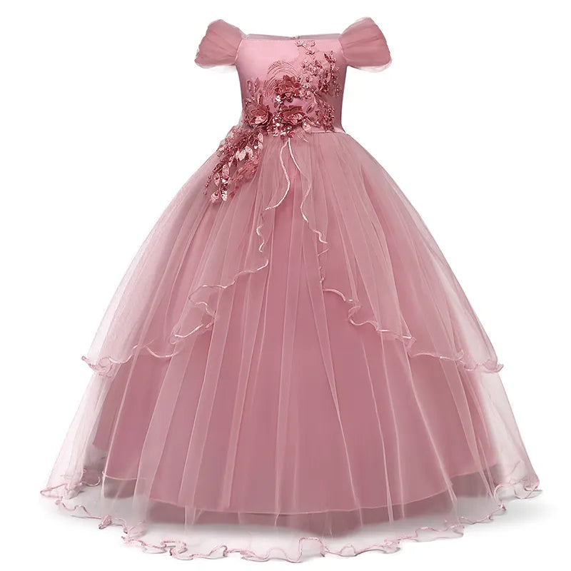 Summer Kids Dresses for Girls Wedding Dress Elegant Toddler Girls Princess Dress Children Evening Party Dresses Vestido Infantil