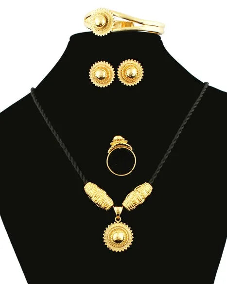 Newest DIY Ethiopian Habesha Jewelry Gold Color Jewelry Bridal Temperament Jewelry Wedding Jewelry Sets for Women