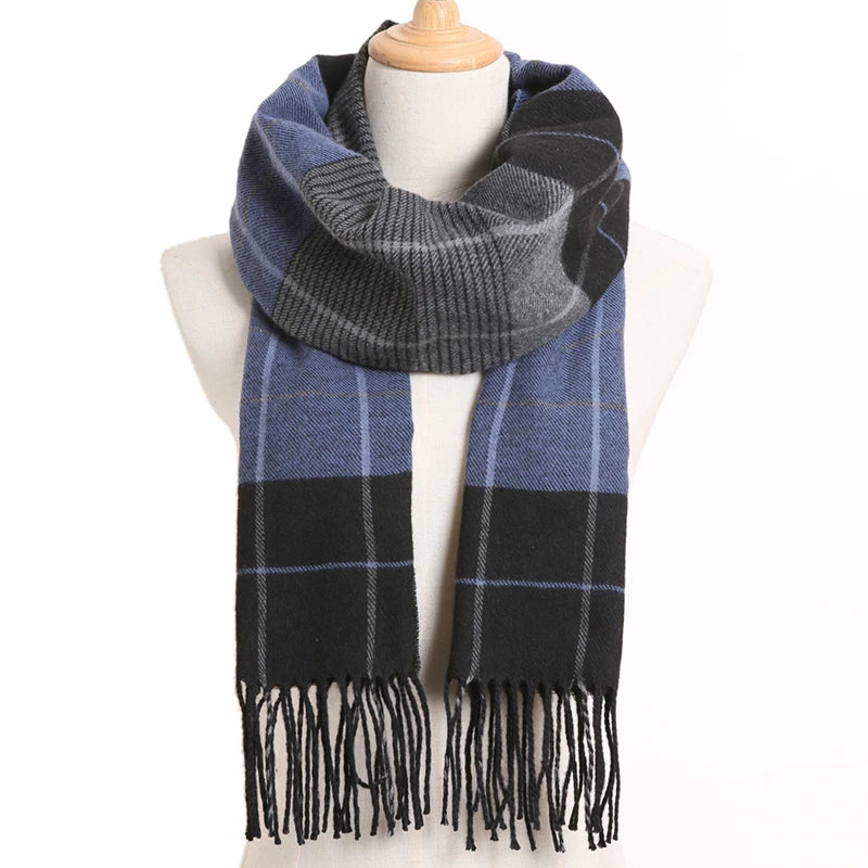 [VIANOSI] Luxury Design Men Scarf Foulard Plaid Scarves Poncho Casual Winter Scarfs Male Bufandas Hombre