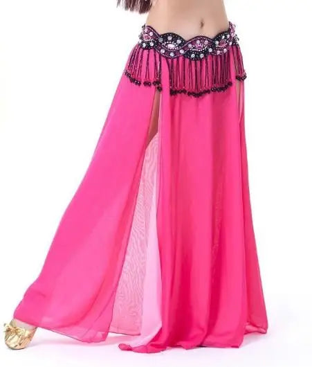 Belly Dance Costume Skirt Performance Belly Dance 2-Side Slits Skirt Sexy Women Oriental Belly Dance Skirt Professional