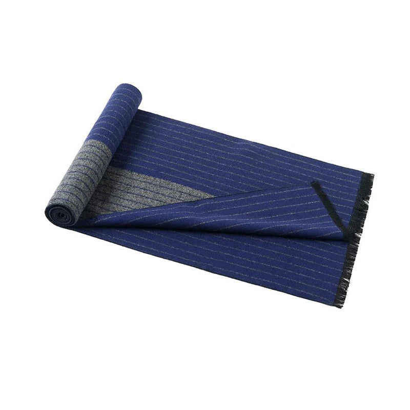 New Fashion Design Casual Scarves Winter Men's Cashmere Scarf Luxury Brand High Quality Warm Neck Striped Business Modal Scarves