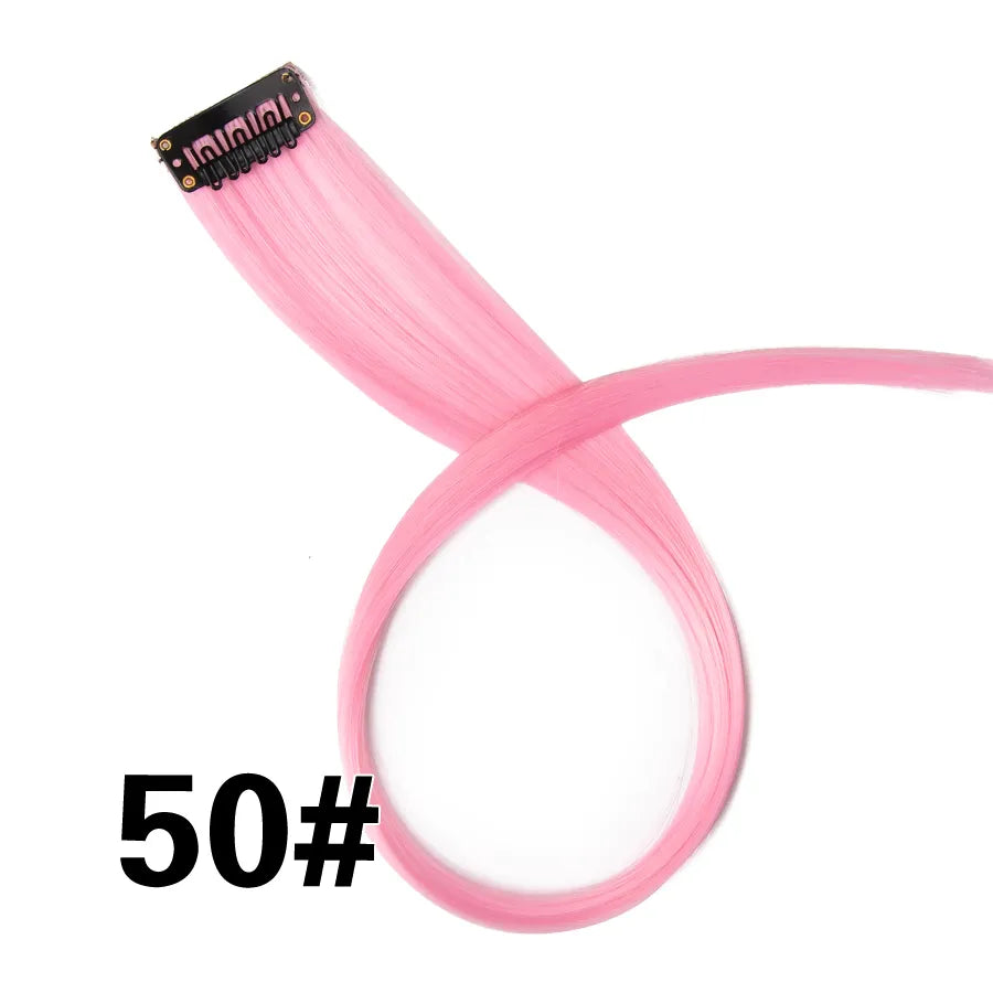 Leeons Clip in One Pieces Hair Extensions Straight Ombre Purple Blue Pink Extension Hair Women Synthetic False Fake Hair