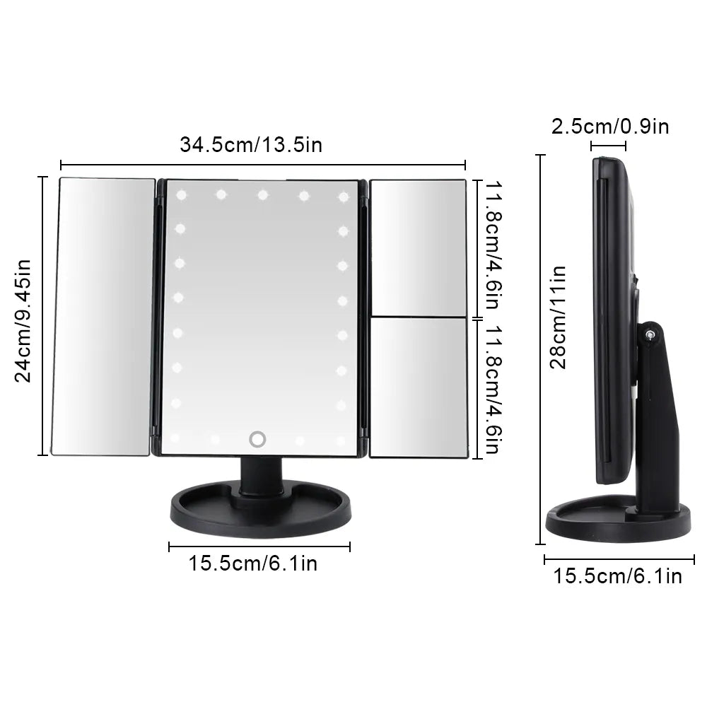 Touch Screen Makeup Mirror With 22 LED Light 1x/2x/3x/10x Magnifying Glass Compact Vanity Mirror Flexible Cosmetics Mirrors Make