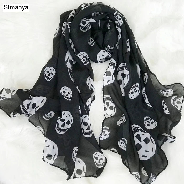 Women Chiffon Scarf 150*45cm Thin Style Scarfs Print Cat Star Leopard Shawls and Scarves Best Party Gift 22009