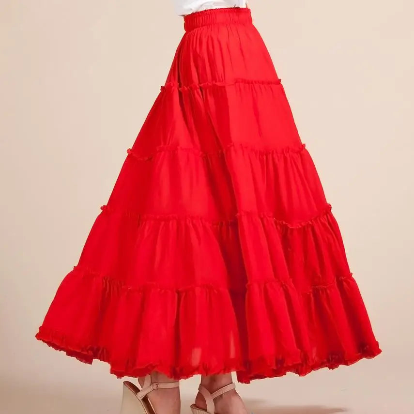 New Summer Women Skirt Linen Cotton Vintage Long Skirts Elastic Waist Boho Maxi Skirts