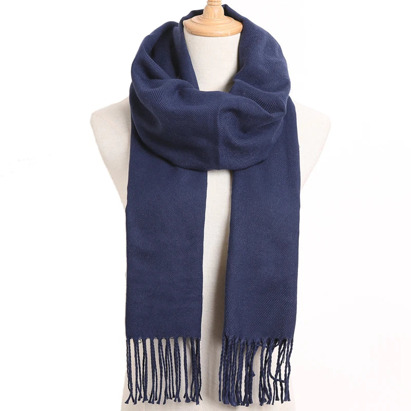 [VIANOSI] Plaid Winter Scarf Women Luxury Warm Foulard Solid Scarves Fashion Casual Scarfs Cashmere Bufandas Hombre