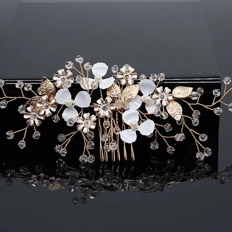 Bridal Hair Accessories Crystal Peals Hair Combs Wedding Hair Clips Accessories Jewelry Handmade Women Hair Ornaments Headpieces