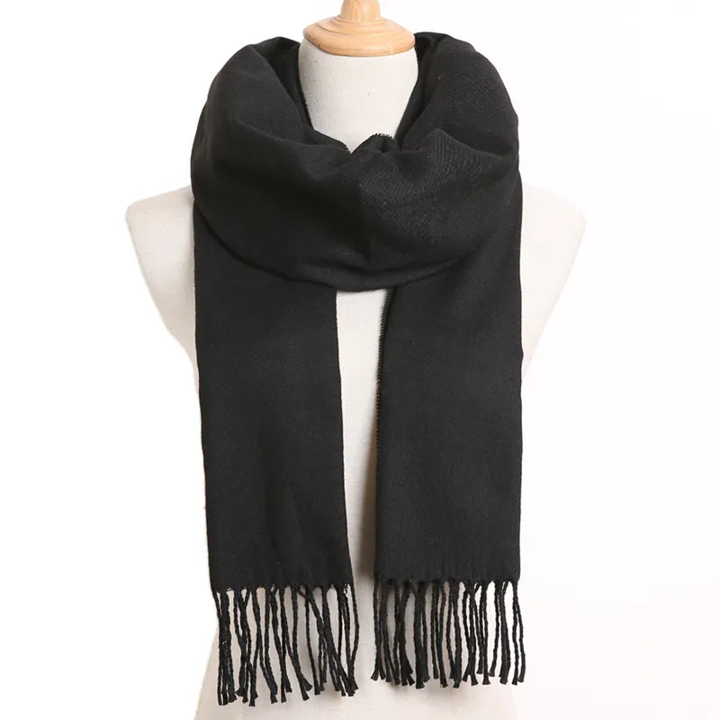 [VIANOSI] Plaid Winter Scarf Women Luxury Warm Foulard Solid Scarves Fashion Casual Scarfs Cashmere Bufandas Hombre