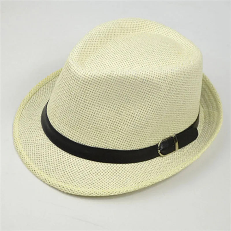 Retro Straw Fedoras Top Jazz Plaid Hat Spring Summer Bowler Hats Cap Classic Version Hats Casual Beach Hat for Men Women