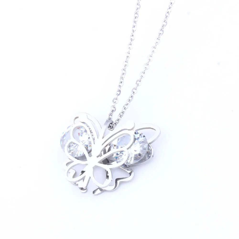 XUANHUA Butterfly Jewelry Sets Zirconia Stainless Steel Jewelry Woman Earring Necklace Sets Gifts for Women Fashion Jewellery