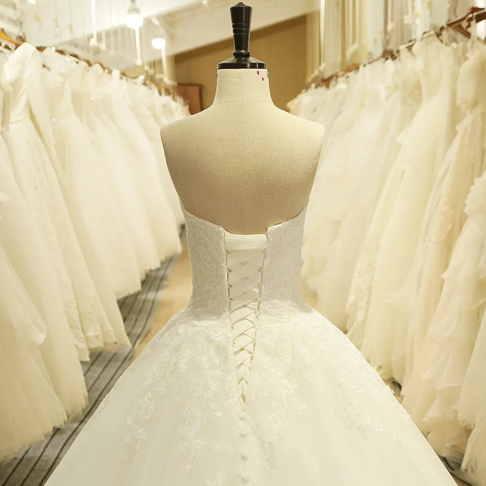 HW091 Customized Sweetheart Applique Lace Vintage Bridal Wedding Dress Princess Wedding Dresses Bridal Gown Vestidos De Noivas - My Store