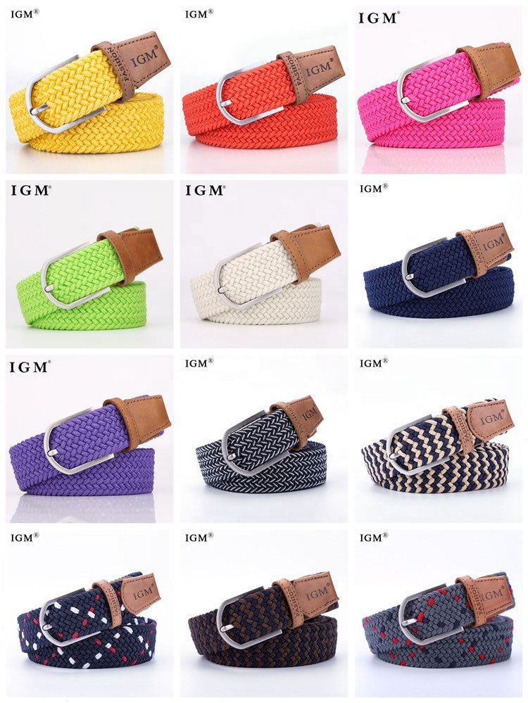 35mm Stretch Belt Braided Elastic Woven Belt Mens Belts for Jeans