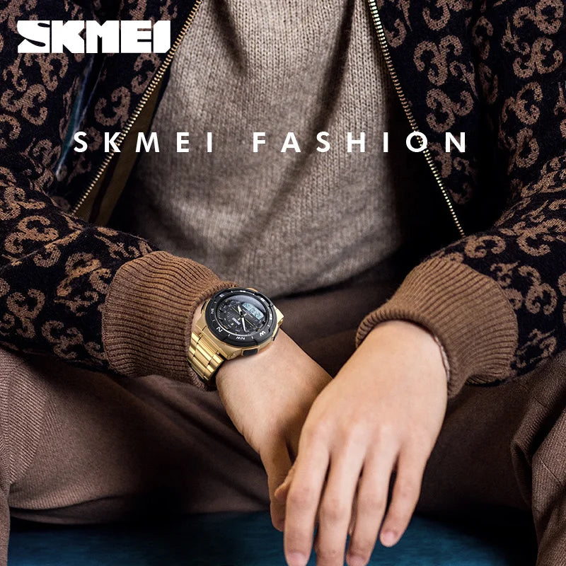 SKMEI 1370 Men Watch Fashion Quartz Sports Watches Stainless Steel Strap Men Watches Top Luxury Business Waterproof Wrist Watch