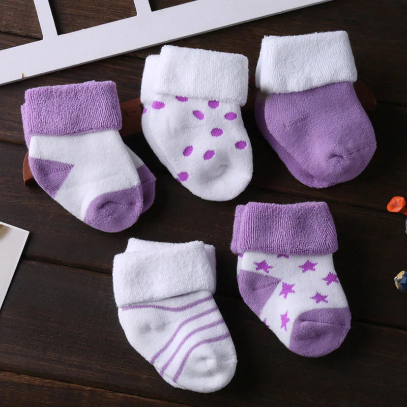 5PCS Newborn Baby Socks Unisex Wool Cotton Baby Girl Boy Socks 0-12 Months Baby Accessories