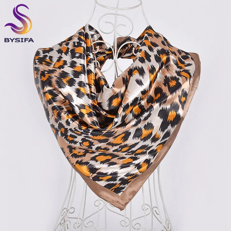 [BYSIFA] Hijab Scarf New Black Women Silk Square Scarf Shawl Luxury Brand Winter Scarves Kerchief Spring Female Fall Head Scarfs