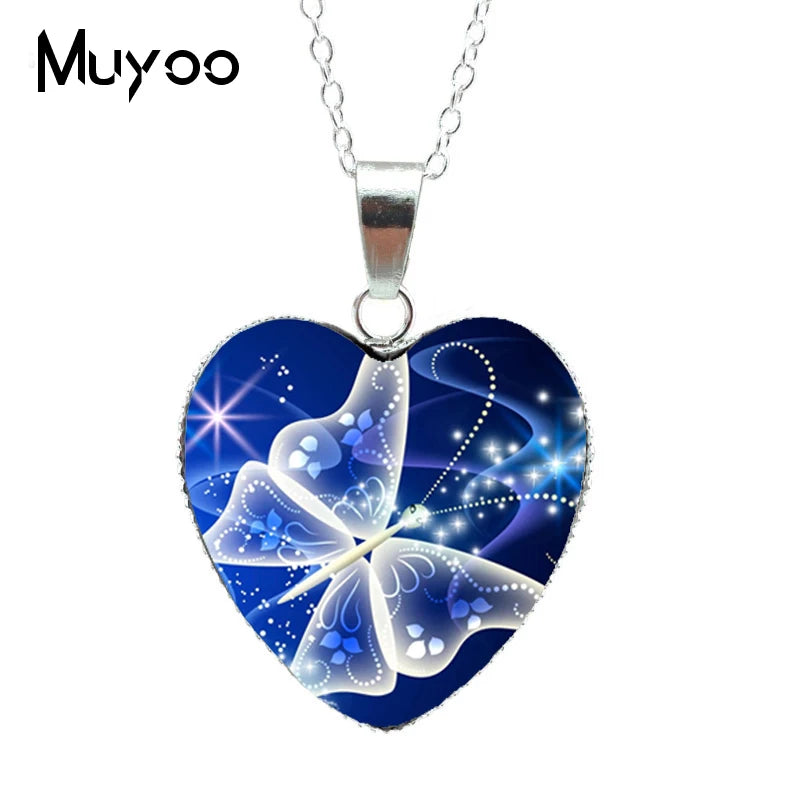2022 Hot Purple Magic Butterfly Heart Jewelry Necklace Beautiful and Mysterious Butterfly Pendant Heart Necklace Jewerly HZ3