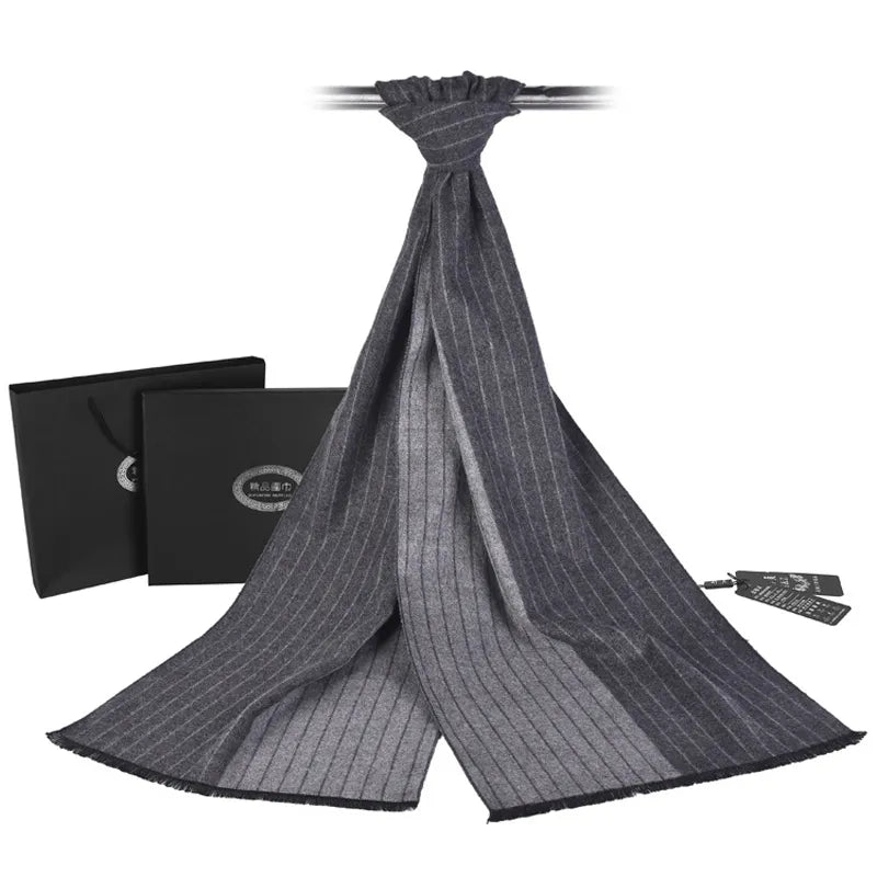 New Fashion Design Casual Scarves Winter Men's Cashmere Scarf Luxury Brand High Quality Warm Neck Striped Business Modal Scarves