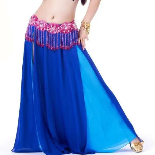 Belly Dance Costume Skirt Performance Belly Dance 2-Side Slits Skirt Sexy Women Oriental Belly Dance Skirt Professional