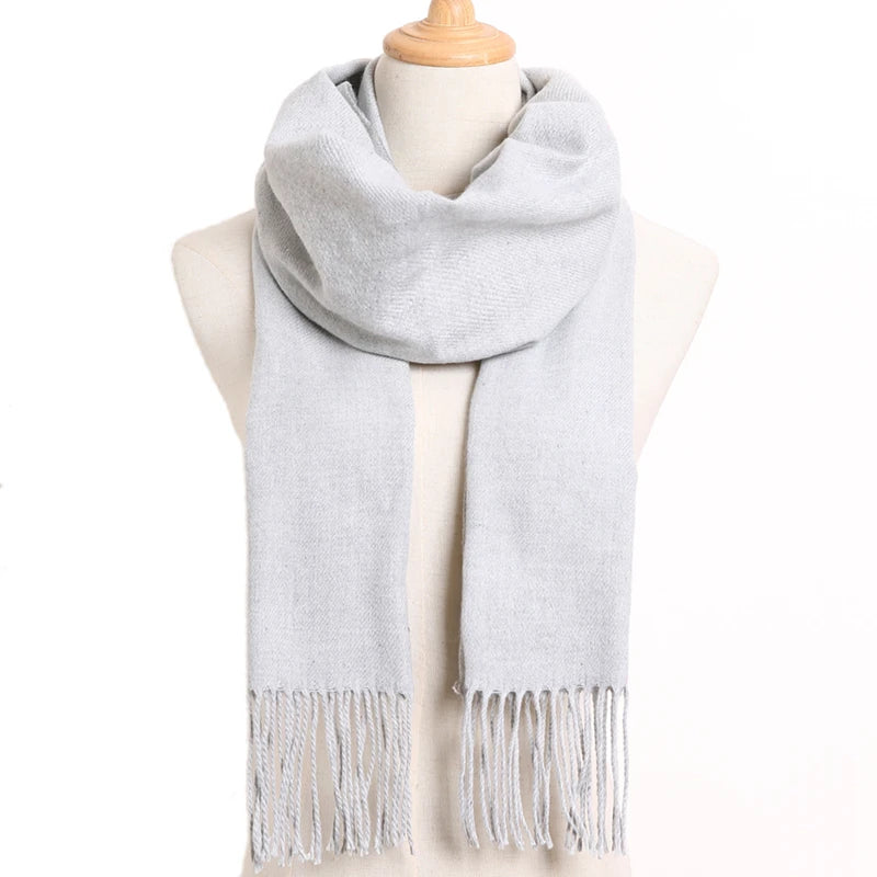 [VIANOSI] Plaid Winter Scarf Women Luxury Warm Foulard Solid Scarves Fashion Casual Scarfs Cashmere Bufandas Hombre