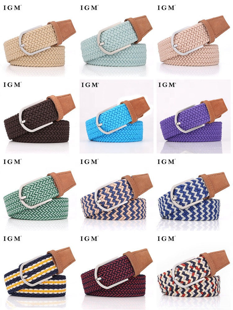 35mm Stretch Belt Braided Elastic Woven Belt Mens Belts for Jeans