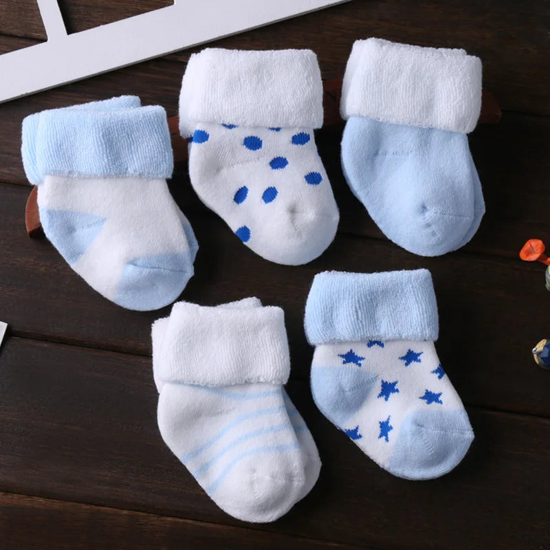 5PCS Newborn Baby Socks Unisex Wool Cotton Baby Girl Boy Socks 0-12 Months Baby Accessories