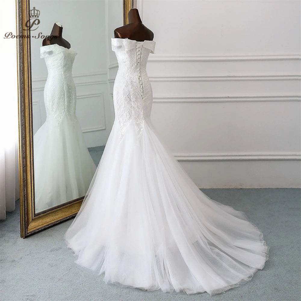 New Style Boat Neck Beautiful Sequined Wedding Dress Customized Vestido De Noiva Mermaid Wedding Dresses Robe De Mariee - My Store