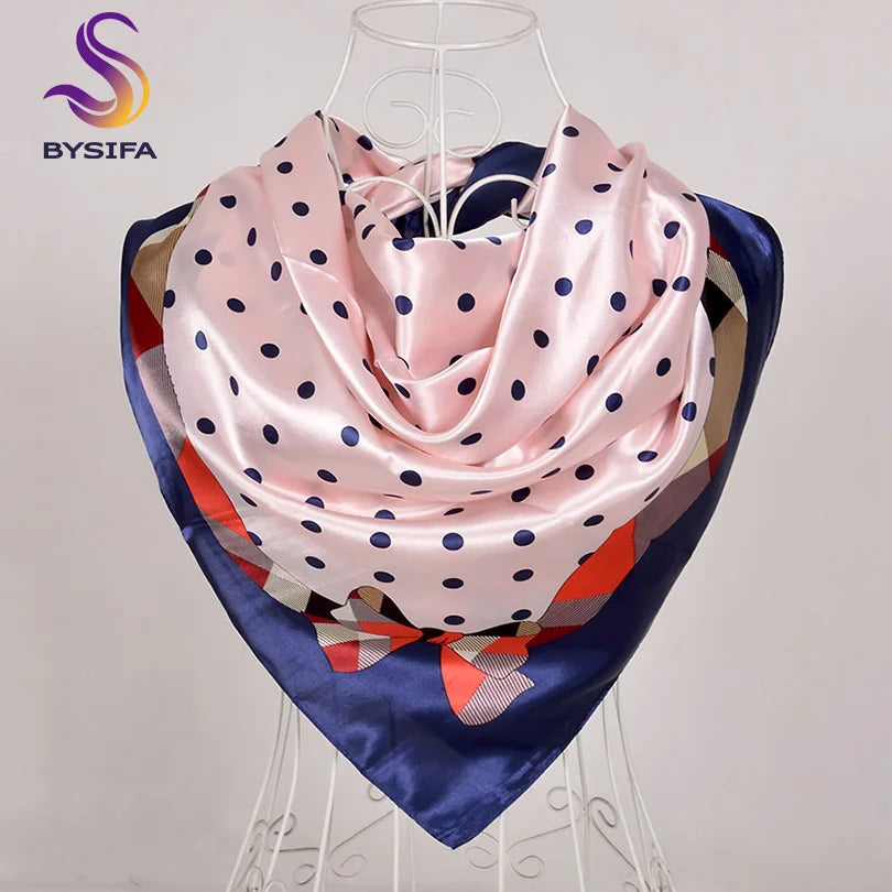 [BYSIFA] Hijab Scarf New Black Women Silk Square Scarf Shawl Luxury Brand Winter Scarves Kerchief Spring Female Fall Head Scarfs
