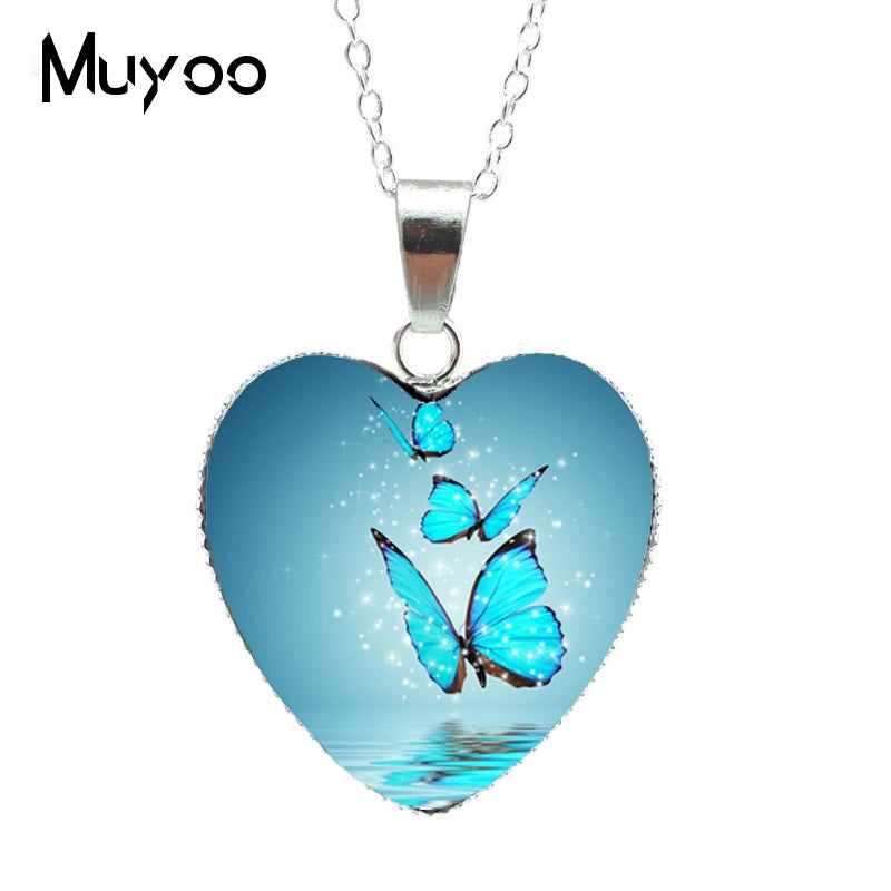2022 Hot Purple Magic Butterfly Heart Jewelry Necklace Beautiful and Mysterious Butterfly Pendant Heart Necklace Jewerly HZ3