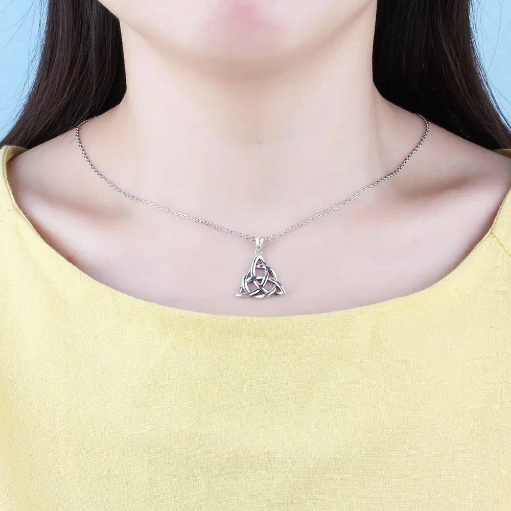 JewelOra Vintage Jewelry Triquetra Knot Pendant Necklace Silver Color Necklaces & Pendants for Women