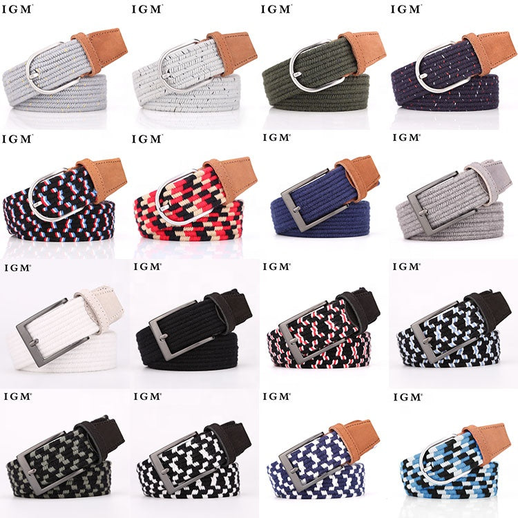 35mm Stretch Belt Braided Elastic Woven Belt Mens Belts for Jeans