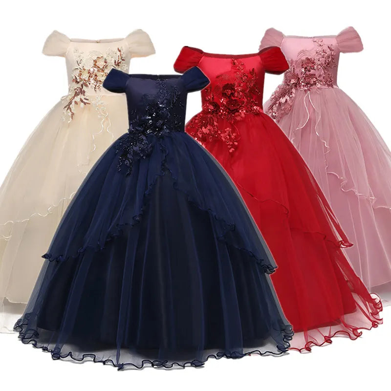 Summer Kids Dresses for Girls Wedding Dress Elegant Toddler Girls Princess Dress Children Evening Party Dresses Vestido Infantil