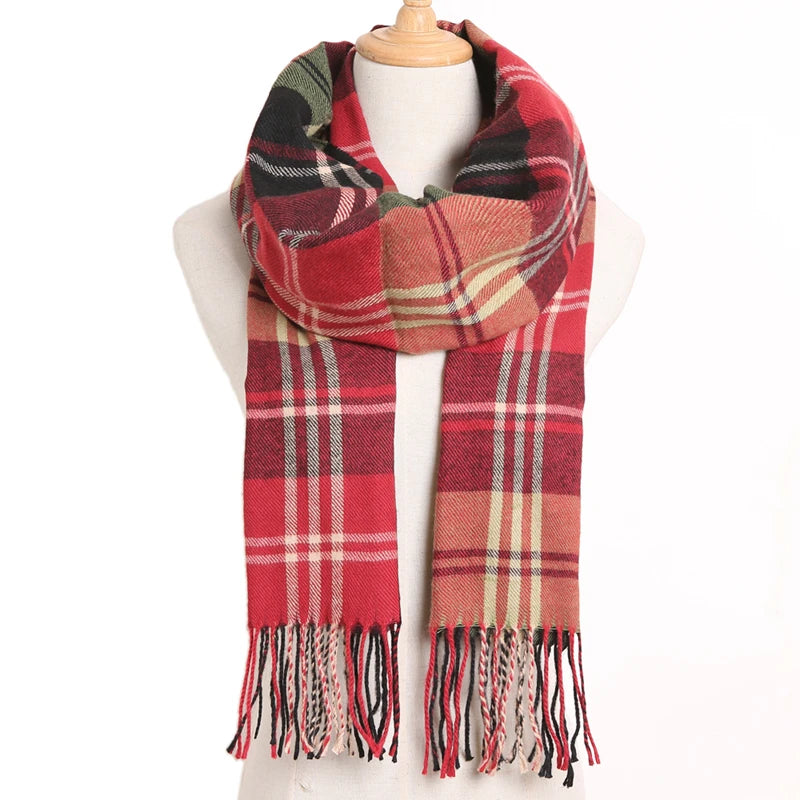 [VIANOSI] Plaid Winter Scarf Women Luxury Warm Foulard Solid Scarves Fashion Casual Scarfs Cashmere Bufandas Hombre