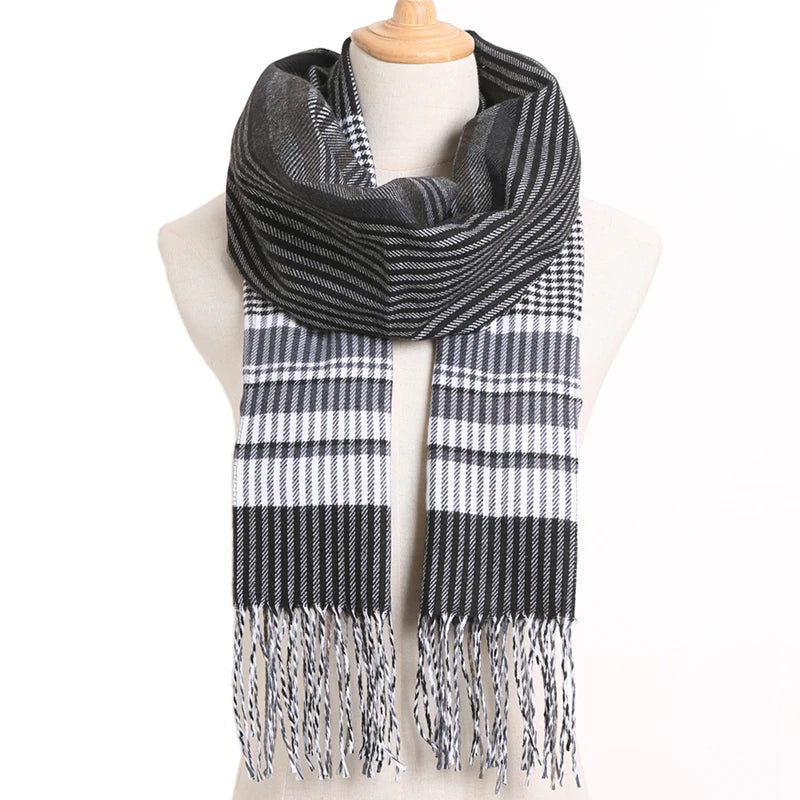 [VIANOSI] Plaid Winter Scarf Women Luxury Warm Foulard Solid Scarves Fashion Casual Scarfs Cashmere Bufandas Hombre