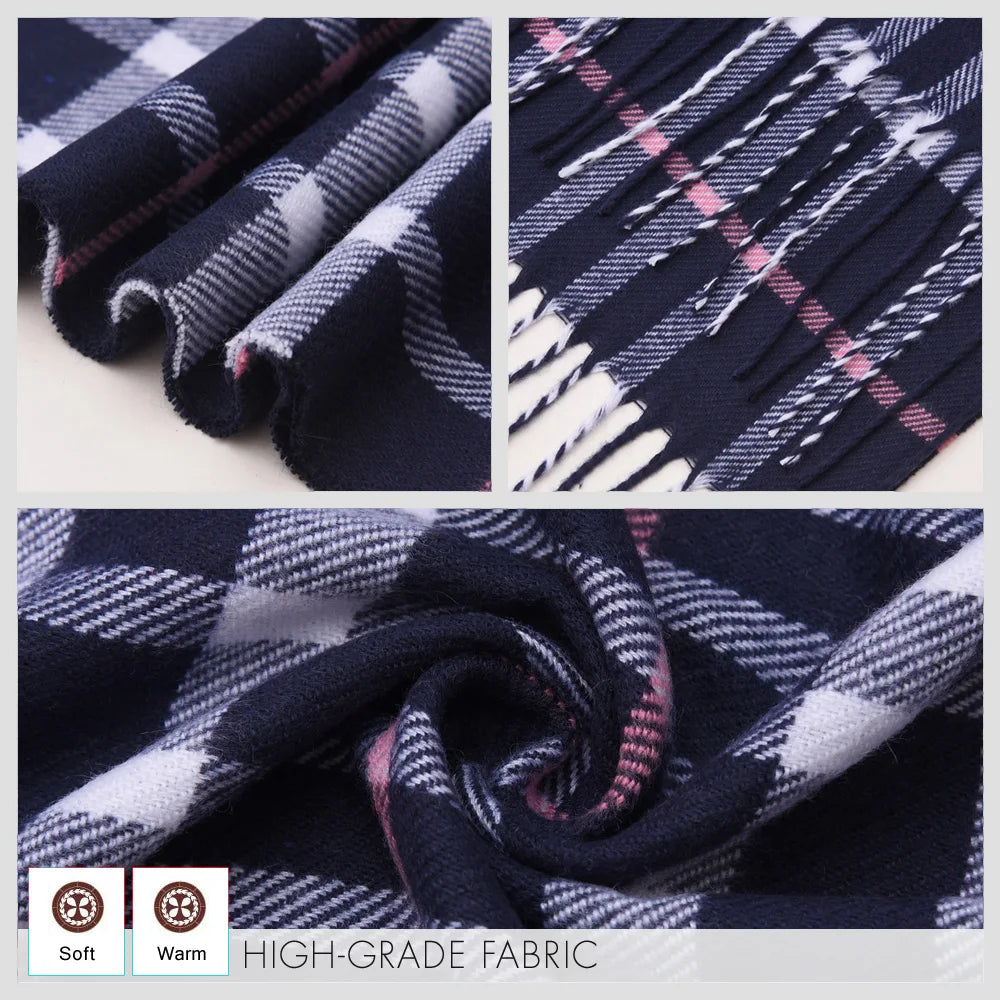 [VIANOSI] Plaid Winter Scarf Women Luxury Warm Foulard Solid Scarves Fashion Casual Scarfs Cashmere Bufandas Hombre
