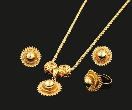 Newest DIY Ethiopian Habesha Jewelry Gold Color Jewelry Bridal Temperament Jewelry Wedding Jewelry Sets for Women