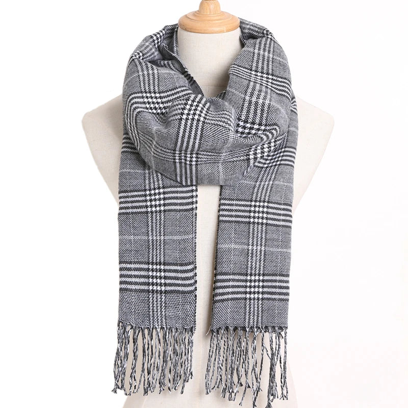 [VIANOSI] Plaid Winter Scarf Women Luxury Warm Foulard Solid Scarves Fashion Casual Scarfs Cashmere Bufandas Hombre