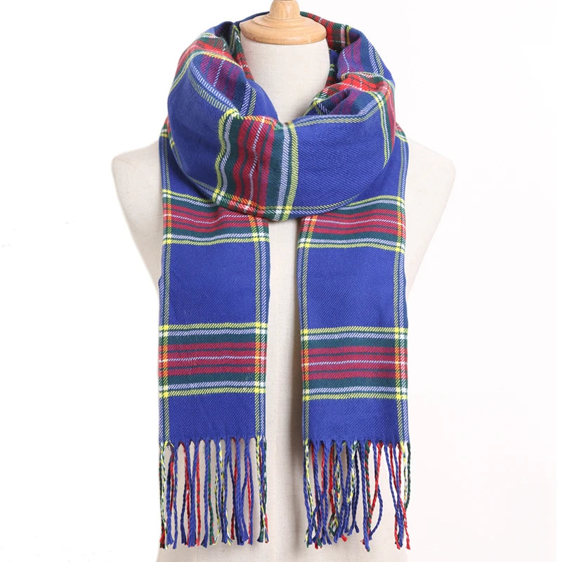 [VIANOSI] Plaid Winter Scarf Women Luxury Warm Foulard Solid Scarves Fashion Casual Scarfs Cashmere Bufandas Hombre