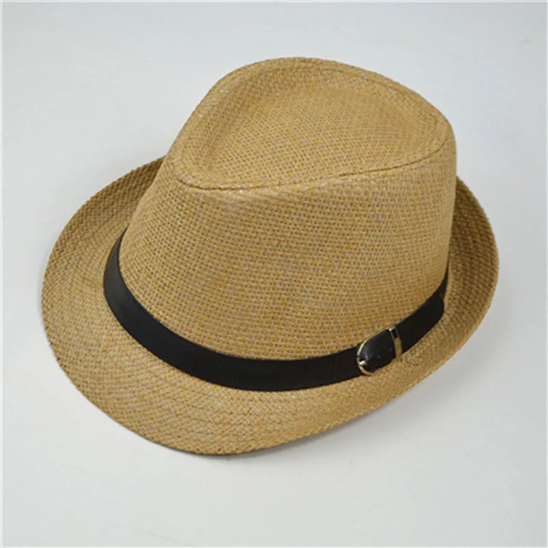 Retro Straw Fedoras Top Jazz Plaid Hat Spring Summer Bowler Hats Cap Classic Version Hats Casual Beach Hat for Men Women
