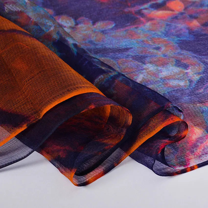 [BYSIFA] Ladies Silk Scarf Shawl New Long Scarves Fashion Brand Scarves Elegant Purple Blue Neck Scarf Beach Shawl Cover-Ups