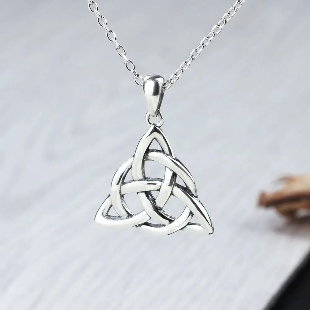 JewelOra Vintage Jewelry Triquetra Knot Pendant Necklace Silver Color Necklaces & Pendants for Women